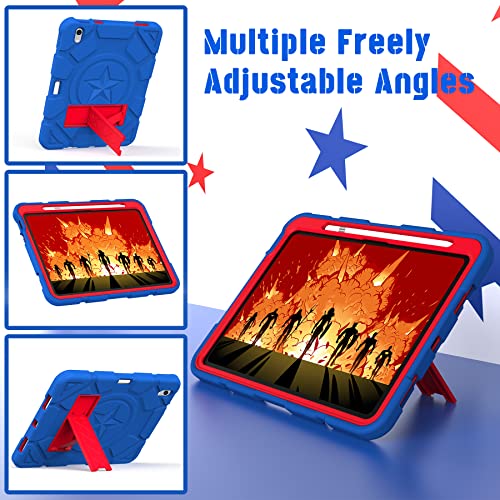 Rantice Case for iPad (A16) 11th Generation 11 Inch, iPad 10th Generation Case 10.9 Inch - Heavy Duty Shockproof Protective Cover with Kickstand & Pencil Holder, Blue+Red - Image 5