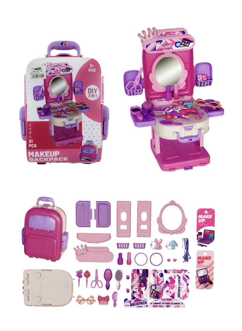 Diy A multi-functional backpack toy that is installed as a home hairdresser for girls, plus hairdressing tools and accessories, consisting of 31 pieces.  - Image 1