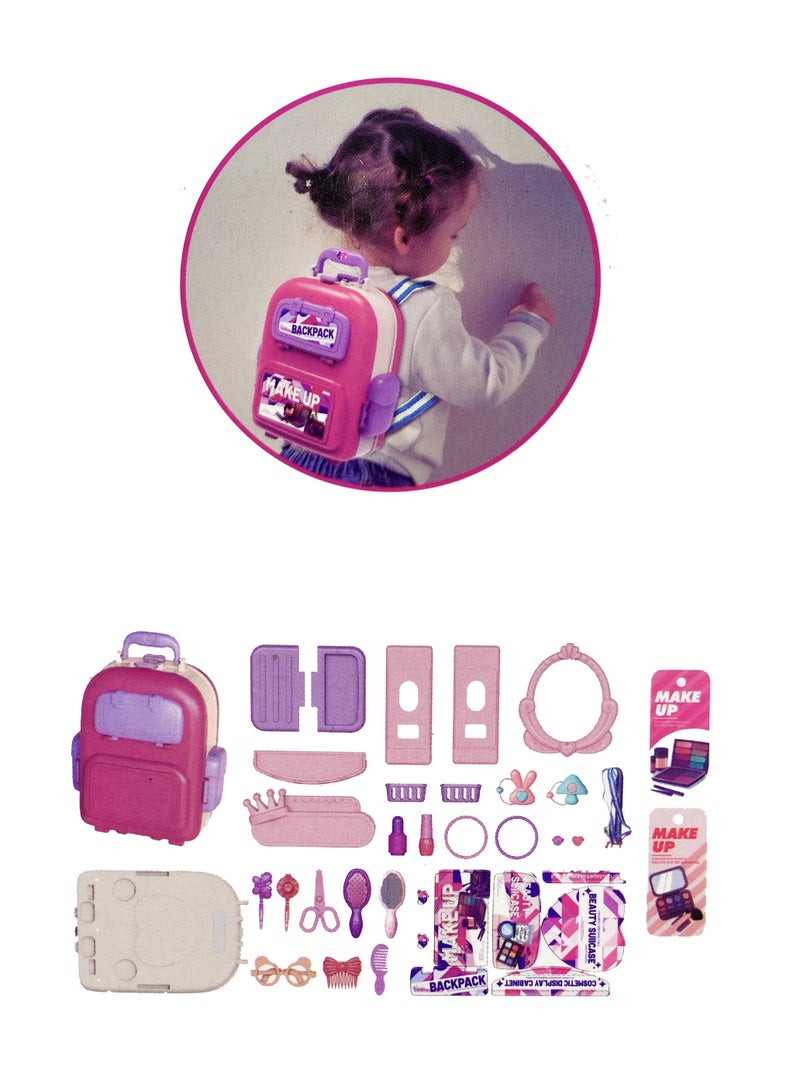 Diy A multi-functional backpack toy that is installed as a home hairdresser for girls, plus hairdressing tools and accessories, consisting of 31 pieces.  - Image 5