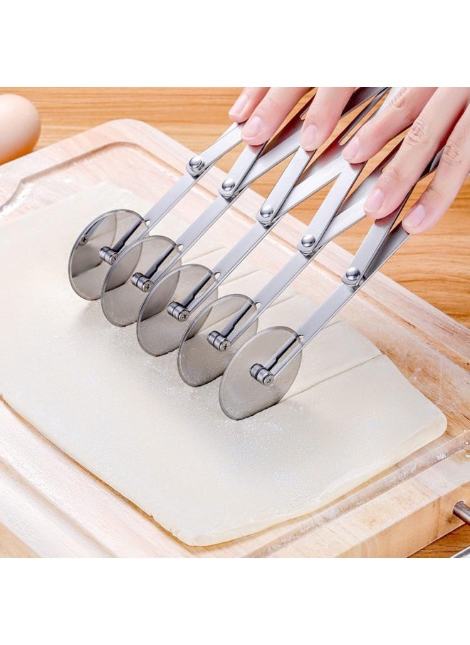 silvercnc 5 Wheel Pastry Cutter Stainless Pizza Slicer MultiRound Dough Cutter Roller Cookie Pastry Knife Divider  - Image 4
