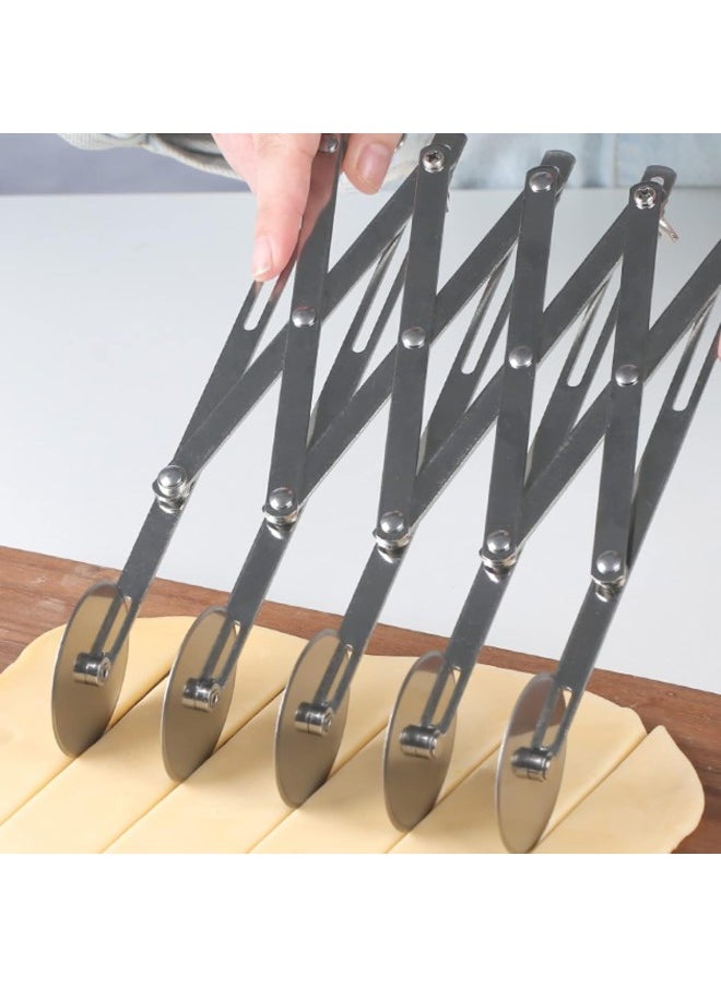 silvercnc 5 Wheel Pastry Cutter Stainless Pizza Slicer MultiRound Dough Cutter Roller Cookie Pastry Knife Divider  - Image 1