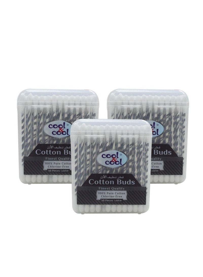 Cool & Cool Cotton Buds -50 Black Organic Paper sticks -Pack of 3 - Image 1