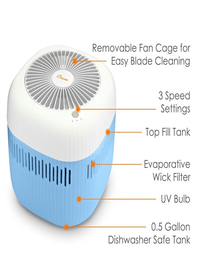 Crane Evaporative Humidifier With Wick Filter, Dishwasher Safe Tank, UV Light, Invisible Mist Evaporative Humidifiers for Bedroom, Nursery, Office, Easy Clean Humidifier 3.8L Tank, Up To 250 SQ FT - Image 3