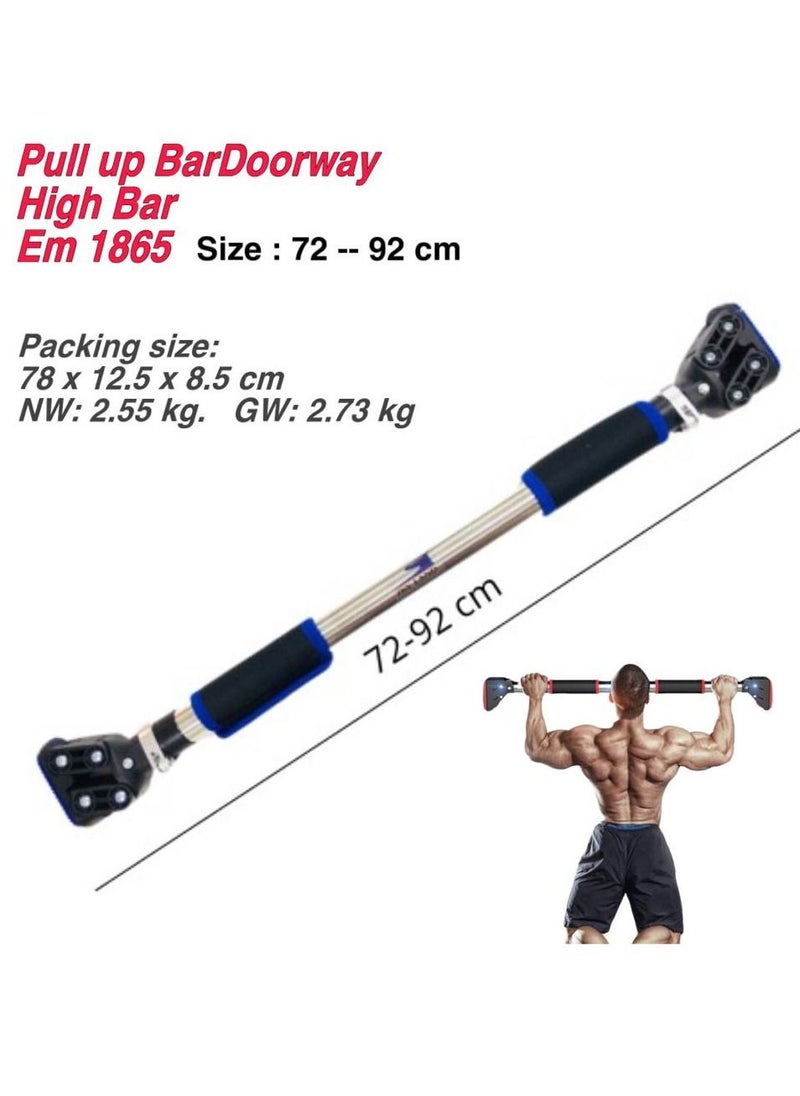ULTIMAX - Pull Up Bar for Doorway, Door Pull Up Bar Wall Mounted No Screws Portable Chin Up Bar, Multi-Grip Power Body Workout Bar Home Gym System Exercise Rod Equipment for Fitness-(72cm-92cm) - Image 1