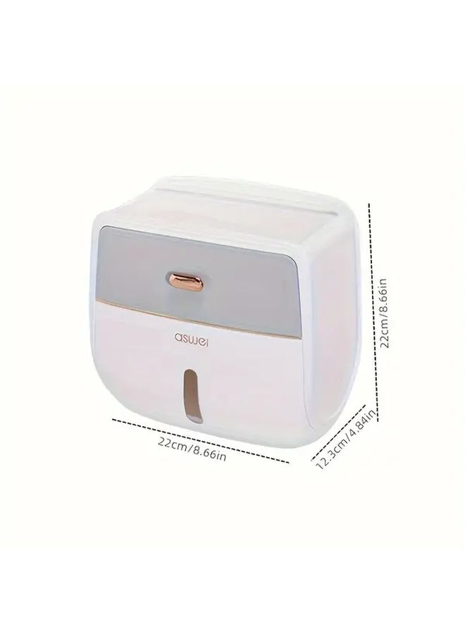 Black Heavy Duty Double Layer Self Adhesive No Drill Wall Mounted Toilet Paper Holder - Image 2