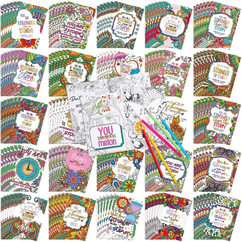 Liliful 144 Pcs Motivational Sayings Coloring Book Bulk for Adult DIY Art Stress Relief Drawing Book with Inspiring Patterns for Adults Party Favors Goodie Bag Filler and Holiday Gifts - Image 2