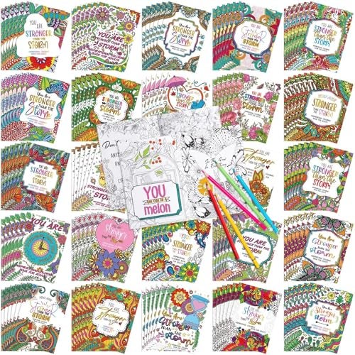 Liliful 144 Pcs Motivational Sayings Coloring Book Bulk for Adult DIY Art Stress Relief Drawing Book with Inspiring Patterns for Adults Party Favors Goodie Bag Filler and Holiday Gifts - Image 1