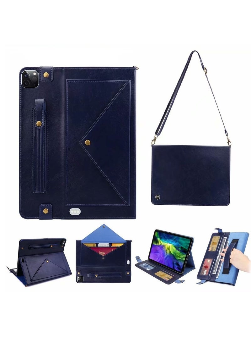 Gerenic iPad Pro 11 Case with Shoulder Strap and Hand Band, PU Leather Shoulder Bag Envelope Wallet Cover with Card Holder Cash Pocket Pencil Holder for iPad Pro 11  - Image 1