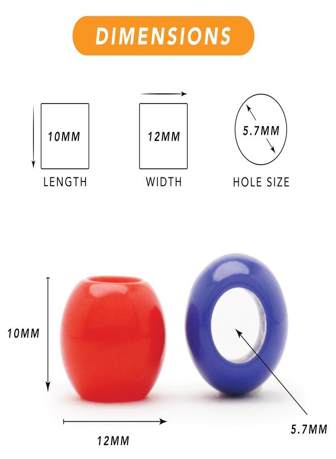 Craft Making Shop 300 Acrylic Large Hole Beads for Crafts and for Hair 10mm x 12mm Acrylic Barrel Beads with 5.7mm Large Hole, Glossy Primary Assortment - Image 2
