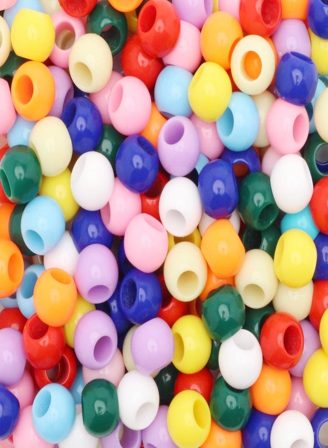 Craft Making Shop 300 Acrylic Large Hole Beads for Crafts and for Hair 10mm x 12mm Acrylic Barrel Beads with 5.7mm Large Hole, Glossy Primary Assortment - Image 1