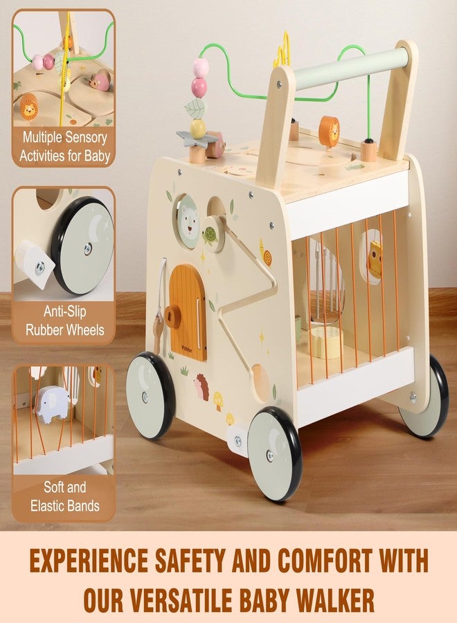 Pithfor Wooden Activity Cube Push Walker, Wooden Baby Walker, Montessori Push Toys for Babies Learning to Walk & Sit-to-Stand - Image 4