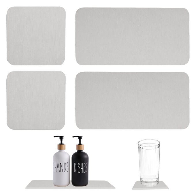 4 PCS WATER ABSORBENT DIATOMITE TRAY FAST DRYING STONE SINK TRAY DIATOMACEOUS EARTH KITCHEN SOAP DISHHAND SOAP HOLDER WATER ABSORBING STONE FOR PLANTS TOILETRIES HOME WHITE