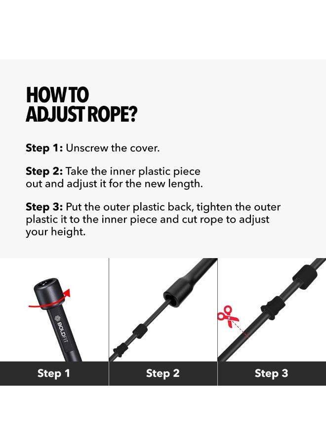 بولد فيت حبل قفز Boldfit للرجال والنساء، حبل قفز قابل لتعديل الارتفاع، حبل قفز سريع للتمارين الرياضية، صالة الألعاب الرياضية، اللياقة البدنية، حبل قفز قابل للتعديل - Image 4