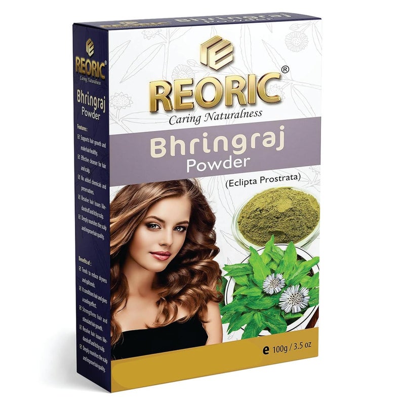 REORIC Reoric amla powder bhringraj powder hibiscus powder amla powder hibiscus powder Organic Karnataka Bhringraj False Daisy Leaf Powder for Skin and Hair gudhal ka powder300g Pack of 3  - Image 2