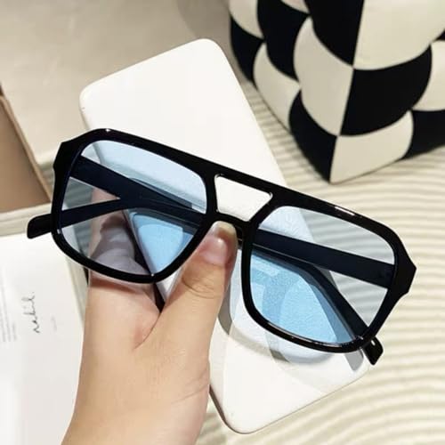 IKUVNA Retro 70s Square Aviator Sunglasses Women Men Vintage Rectangle Sunglasses Flat Frame Trendy Shades (Blue) - Image 5