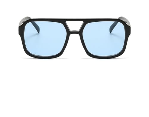 IKUVNA Retro 70s Square Aviator Sunglasses Women Men Vintage Rectangle Sunglasses Flat Frame Trendy Shades (Blue) - Image 2
