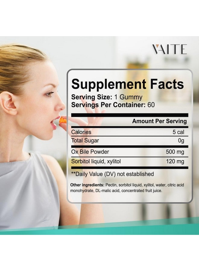 VAITE Ox Bile Gummies - 500mg Digestive Support for Gallbladder & Gut Health - Non-GMO, Sugar-Free Supplement - Helps Nutrient Absorption & Bile Flow - 60 Easy-to-Chew Bile Acid Chewables - Image 3