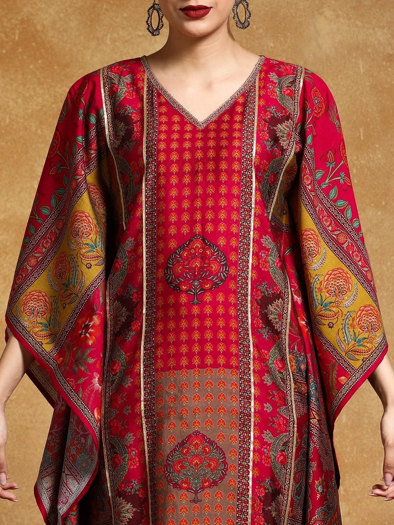 Varanga Gota Detailed Ethnic Floral Printed Kaftan & Trouser - Image 5