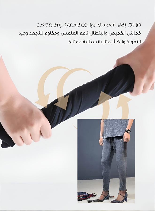 طقم صيفي من قطعتين للرجال، قميص قصير الأكمام بقصّة فضفاضة مع بنطال واسع الساقين، طقم شاطئي غير رسمي من قطعتين، مزود بجيوب، قميص قصير الأكمام وسروال قصير من الألياف الجليدية بلون موحد، خفيف الوزن وقابل للتهوية، مناسب للارتداء اليومي، والرياضة، والحفلات، واللياقة البدنية، والعمل، أو السفر، أبيض - Image 5