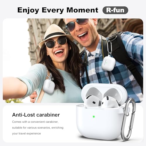 R-fun Rfun for Airpods 4th Case Cover with Cleaner Kit Soft Skin Silicone Case with Keychain Full Protective Cover for Men and Women Compatible with Apple Latest Airpods 4th White - Image 3