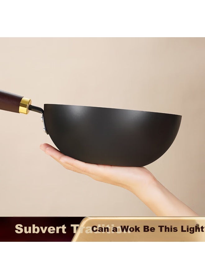Ssn Small Iron Wok, Non-coated, For 1-2 People, Mini Size, Single-person Iron Pan, For Home Use, Suitable For Induction And Gas Stoves, Cooking Pan - Image 1