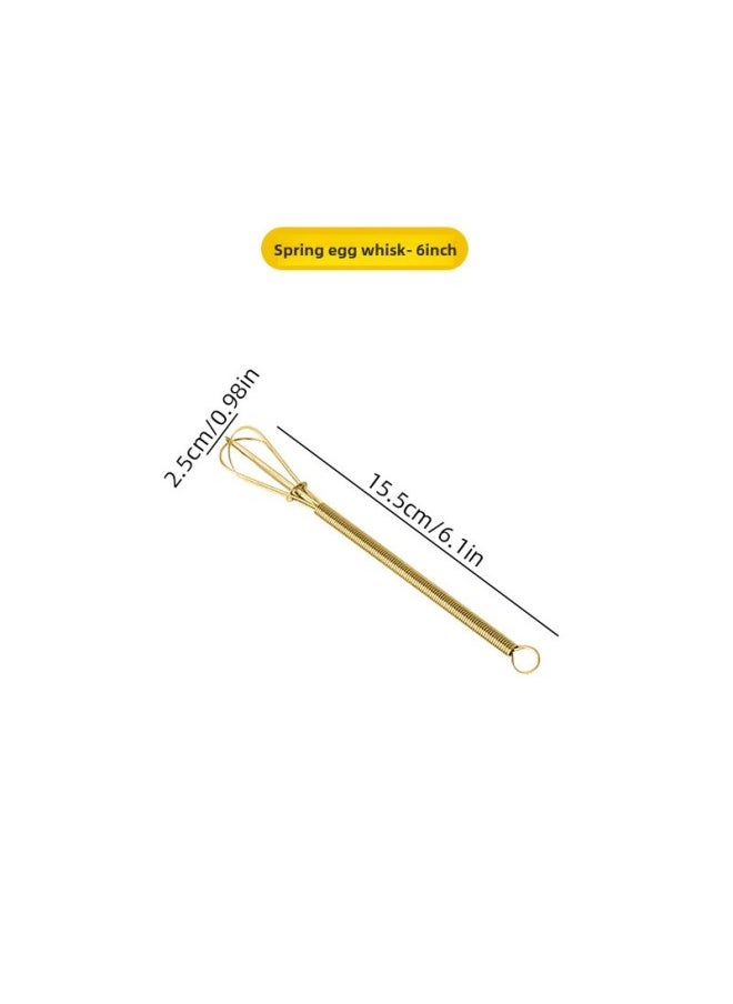Generic A Generation Of Stainless Steel Manual Egg Beater Household Semi-automatic Hand-held Milk Foam Spring Mixing Baking Tool-Color:6 Inches 15.5cm (gold)  - Image 1