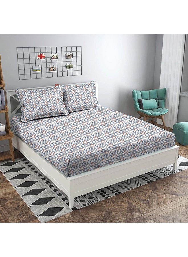 Danube Home Albany Single Bed Fitted Sheet Set 120x200+30 cm/50x75+15 cm Maze Multicolor | 80 Cotton; 20 Lyocell Bedding Set For Bedroom - Image 1