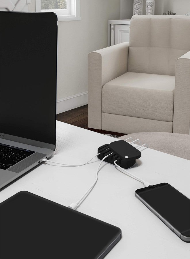 SimpleCord Cable Management Desk Organizer - Cord Management for 7 Computer, Charging, or Power Cables with Nonslip Base and Attached Storage Cover by SimpleCord - Image 5