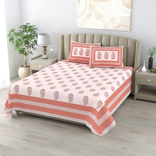 DE CAMA Since 1997 | 100% Cotton 300 TC Premium King Size Bedsheet for Double Bed (90 x 108 Inch) with 2 Pillow Covers Set (17 x 27 Inch) Designer Printed Bedsheet Set - Paisley, Multicolor - Image 4