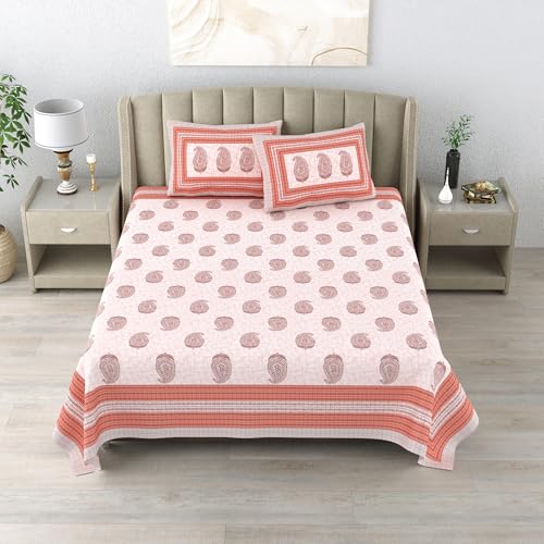 DE CAMA Since 1997 | 100% Cotton 300 TC Premium King Size Bedsheet for Double Bed (90 x 108 Inch) with 2 Pillow Covers Set (17 x 27 Inch) Designer Printed Bedsheet Set - Paisley, Multicolor - Image 3