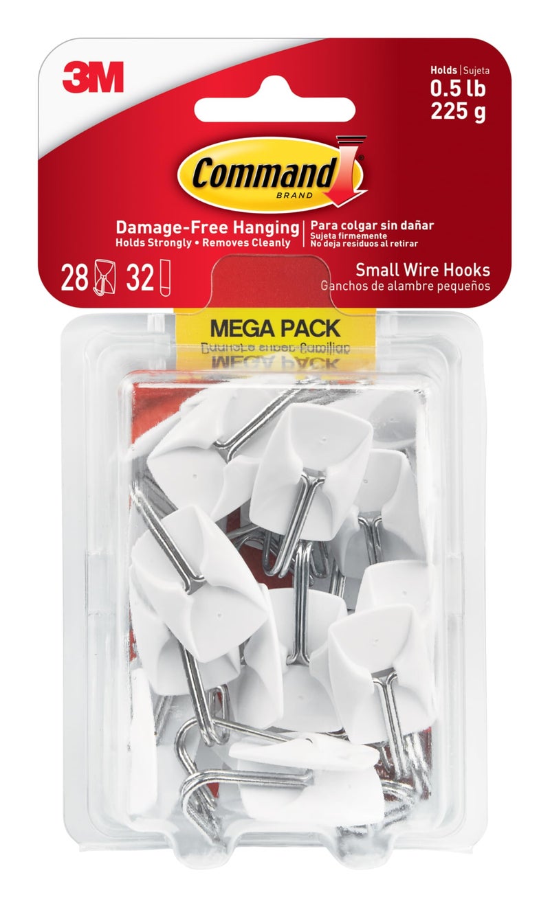 Command Small Wire Toggle Hooks, 28 Hooks and 32 Strips, Damage-Free Hanging Wall Hook with Adhesive, No Tools Required, Great for Home, Kitchen, and Office Organization, Holds up to 0.5 lb - Image 1