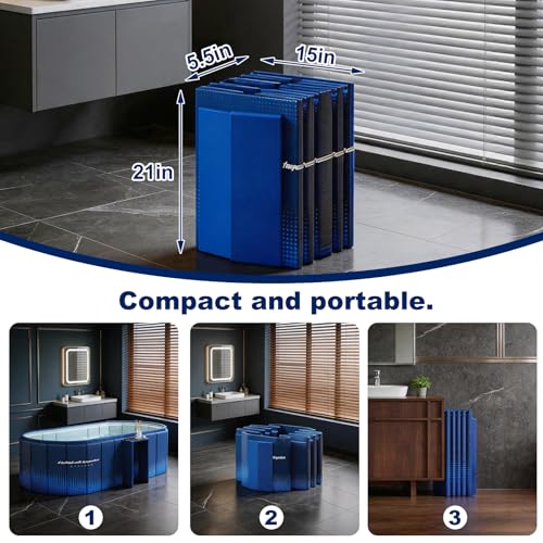 COBOPANDA Portable Bathtub for Adult 59" Large Collapsible Cold Plunge Bathtub Foldable No Installation Ice Bath Tub for Shower Stall, Bathroom Hot SPA Soaking Standing Tub - Image 5