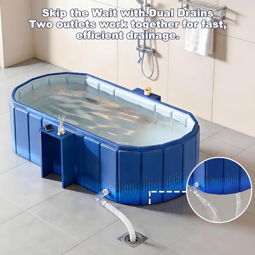 COBOPANDA Portable Bathtub for Adult 59" Large Collapsible Cold Plunge Bathtub Foldable No Installation Ice Bath Tub for Shower Stall, Bathroom Hot SPA Soaking Standing Tub - Image 4