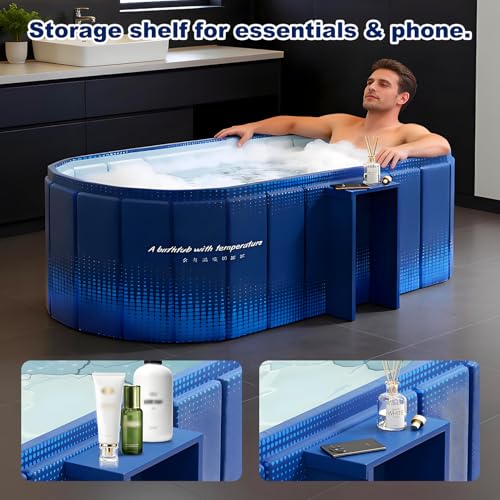COBOPANDA Portable Bathtub for Adult 59" Large Collapsible Cold Plunge Bathtub Foldable No Installation Ice Bath Tub for Shower Stall, Bathroom Hot SPA Soaking Standing Tub - Image 3