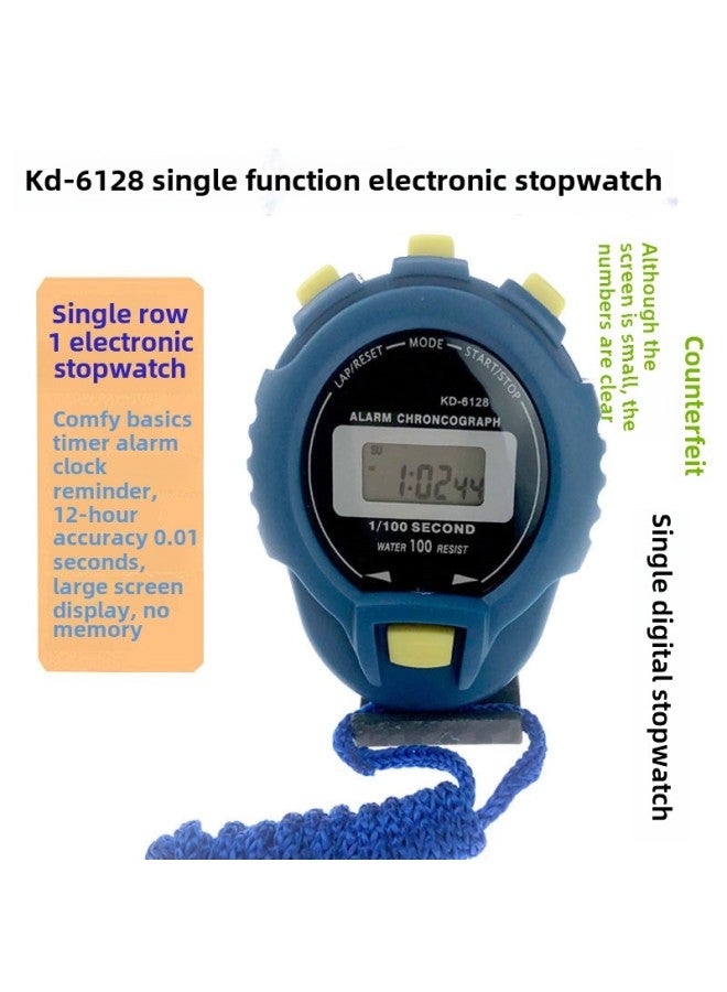 Generic KD6128 Stopwatch Single-Channel Sports Stopwatch Sports Competition Training Special Student Teacher Chronograph Stopwatch-Display Accuracy:KD-6128 Electronic Stopwatch Blue - Image 1