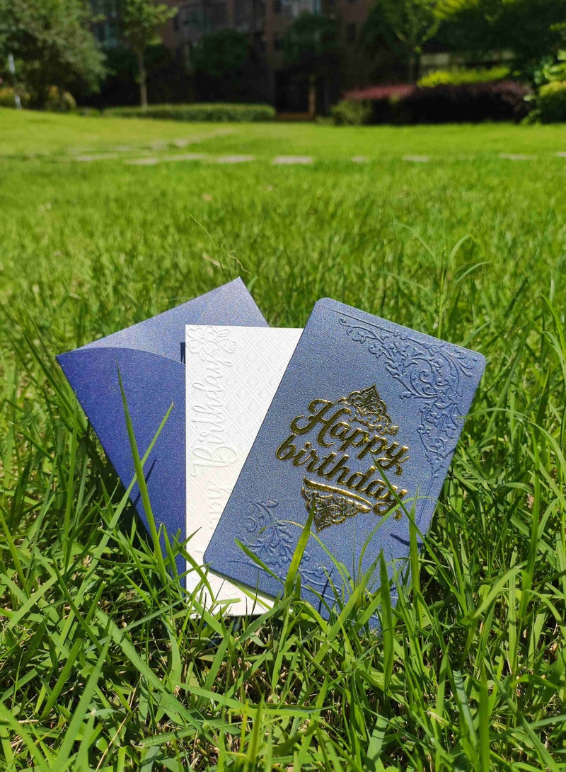 BenQuand Premium Birthday Card with 2D Gold Foil and 2D Embossing Pattern，Luxury Blue Happy Birthday to You Card With Envelope，Handmade Gift for Boyfriend,Mum,Daddy，Business Card  - Image 3