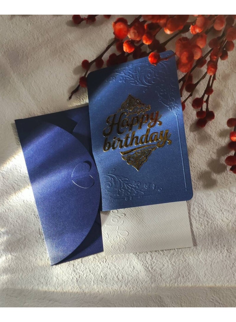 BenQuand Premium Birthday Card with 2D Gold Foil and 2D Embossing Pattern，Luxury Blue Happy Birthday to You Card With Envelope，Handmade Gift for Boyfriend,Mum,Daddy，Business Card  - Image 4