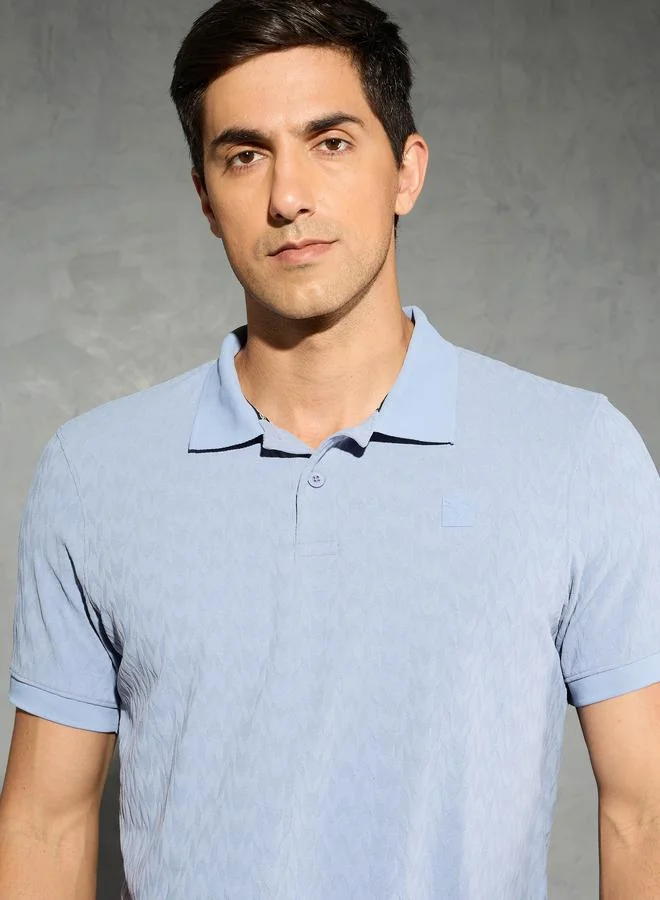 Technosport Blue Technosport Men Jacquard Slim Fit Sports Polo for Men | Best Price UAE