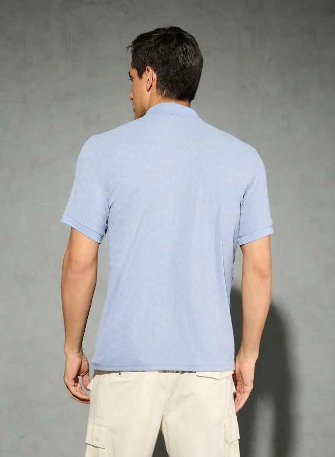 Technosport Blue Technosport Men Jacquard Slim Fit Sports Polo for Men | Best Price UAE