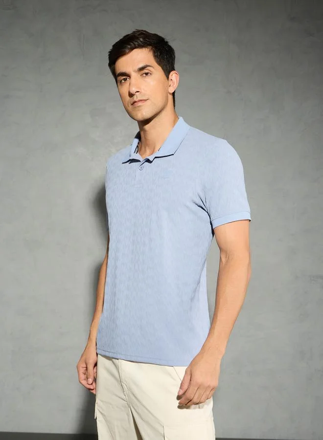 Technosport Blue Technosport Men Jacquard Slim Fit Sports Polo for Men | Best Price UAE