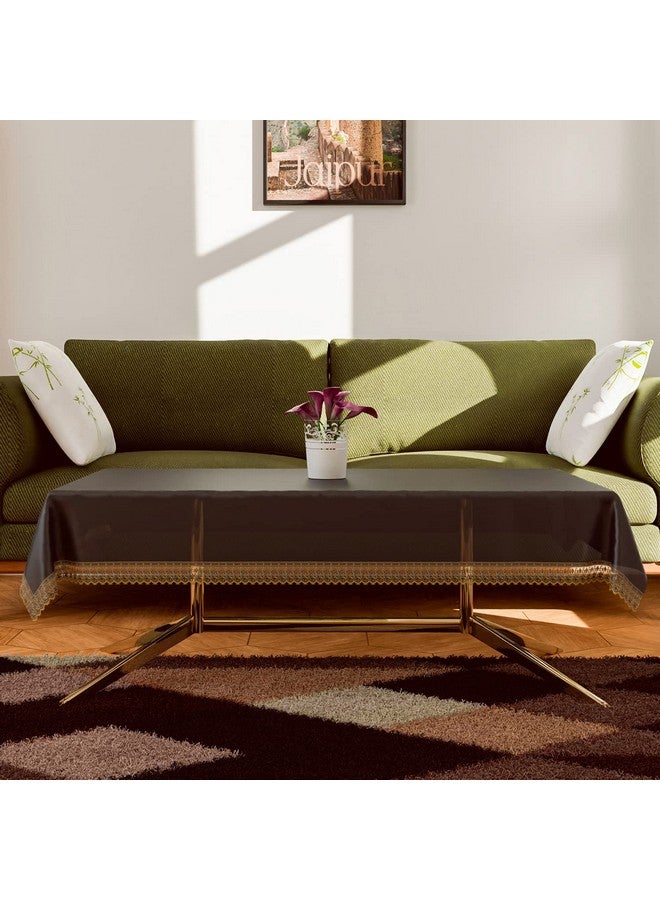 Kuber Industries Center Table Cover|PVC Transparent Dust-Proof Table Cover With Golden Lace Border|40x60 Inch (Maroon Transparent) - Image 4