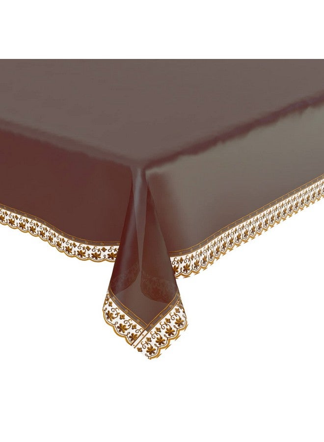 Kuber Industries Center Table Cover|PVC Transparent Dust-Proof Table Cover With Golden Lace Border|40x60 Inch (Maroon Transparent) - Image 2