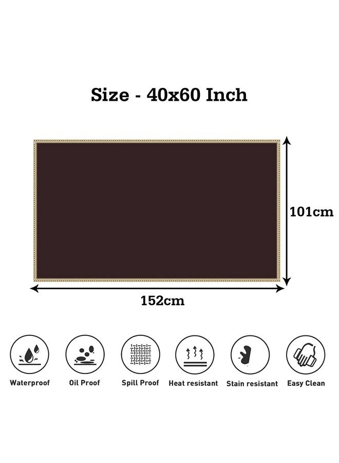 Kuber Industries Center Table Cover|PVC Transparent Dust-Proof Table Cover With Golden Lace Border|40x60 Inch (Maroon Transparent) - Image 3