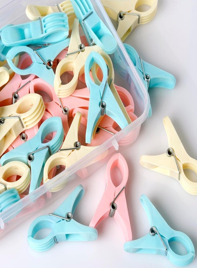 Emergity Heavy Duty Plastic Cloth Clips, Strong Grip Laundry Clips for Clothes Drying – Multicolor (Pink, Blue, Cream) (Pack of 12) - Image 3