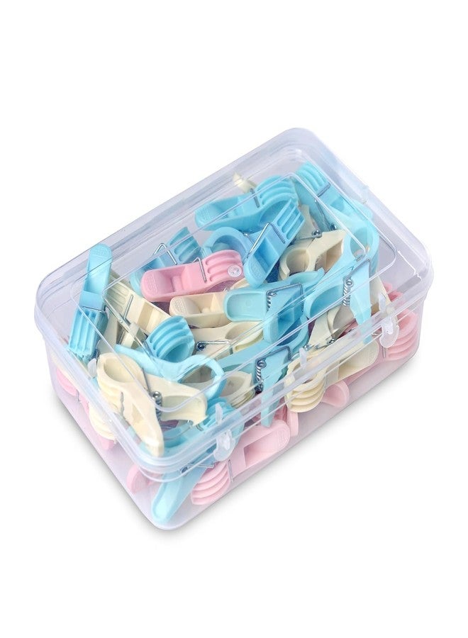 Emergity Heavy Duty Plastic Cloth Clips, Strong Grip Laundry Clips for Clothes Drying – Multicolor (Pink, Blue, Cream) (Pack of 12) - Image 1
