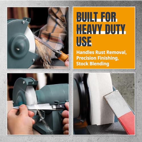 POWERTEC Bench Grinder Wheel 8 Inch 80 Grit, White Aluminum Oxide Grinding Wheel for Bench Pedestal Grinder, 1" Thick 5/8" Arbor, Sharpening & Shaping Drill Bits, Blade, and Chisel 1PK (15512) - Image 4