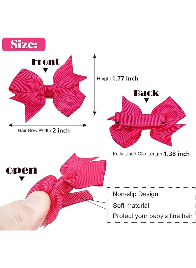 ALinmo Baby Hair Clips 60Pcs 2" Fully Lined Tiny Hair Bows Alligator Clips For Infants And Toddlers In Pairs - Image 2