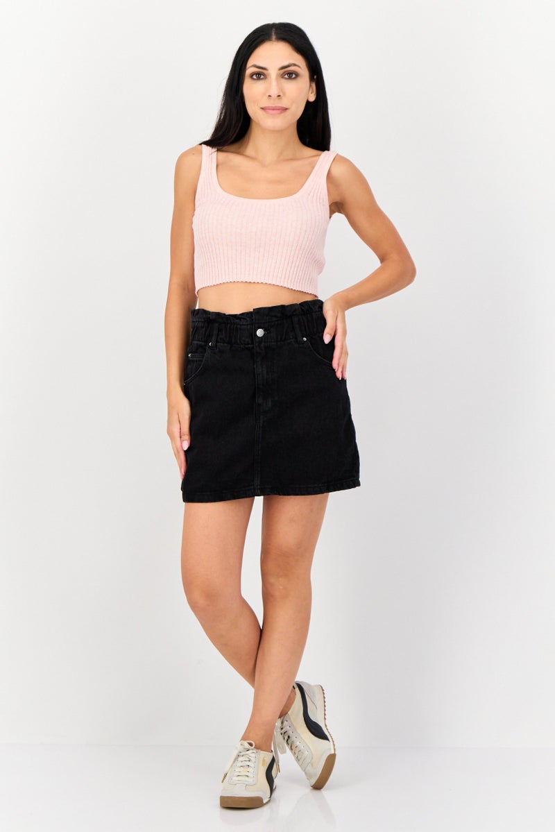 Cropp Women Dark Washed Mini Denim Skirt, Black - Image 3