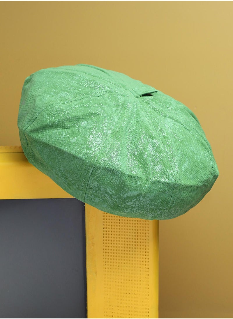 Pebbled Bakerboy Hat - Pistachio Green