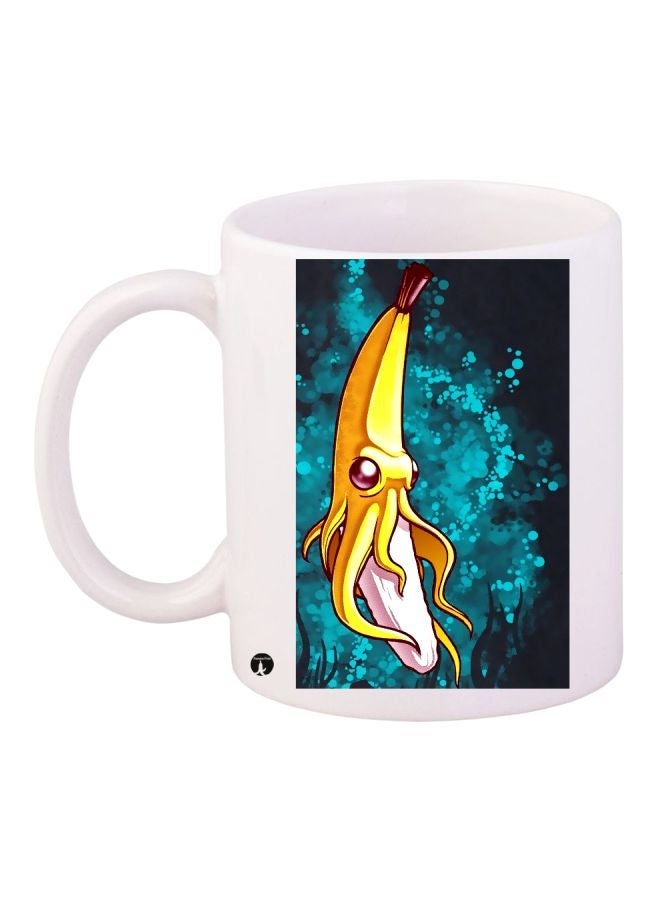 Banana Printed Coffee Mug White/Blue/Yellow 11ounce